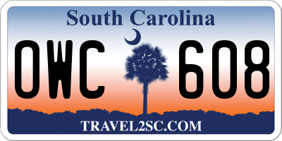 SC license plate OWC608