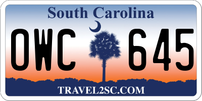 SC license plate OWC645