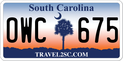SC license plate OWC675