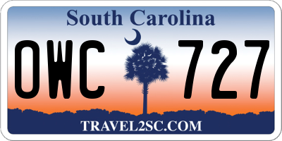 SC license plate OWC727