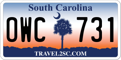 SC license plate OWC731