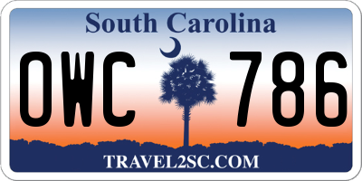 SC license plate OWC786