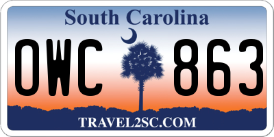 SC license plate OWC863