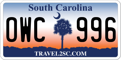 SC license plate OWC996