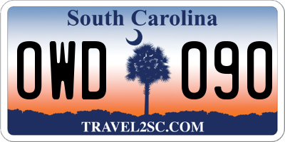 SC license plate OWD090