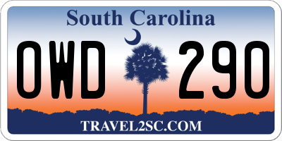 SC license plate OWD290