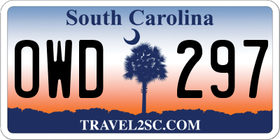 SC license plate OWD297