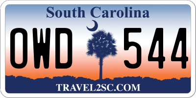 SC license plate OWD544