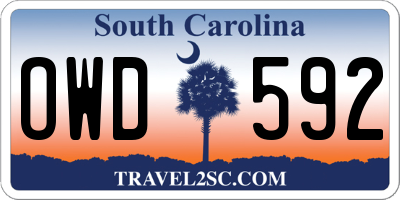 SC license plate OWD592