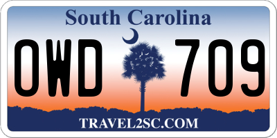 SC license plate OWD709