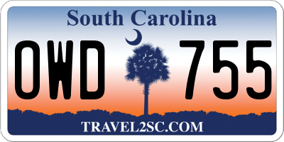 SC license plate OWD755