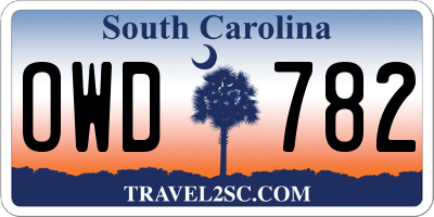 SC license plate OWD782