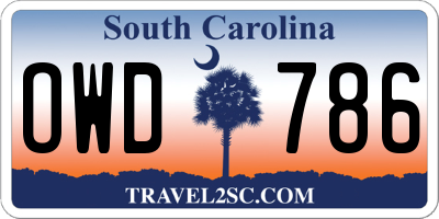 SC license plate OWD786