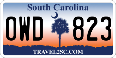 SC license plate OWD823