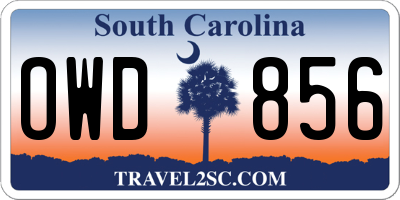 SC license plate OWD856