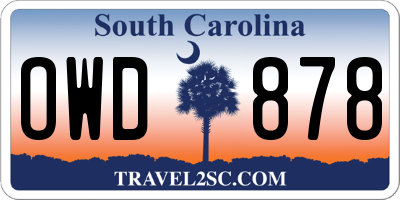 SC license plate OWD878