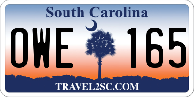SC license plate OWE165