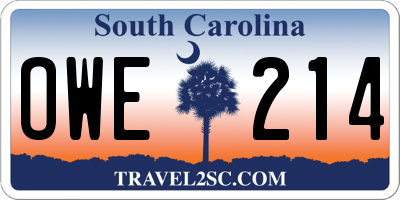 SC license plate OWE214