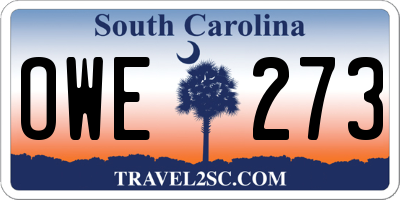 SC license plate OWE273