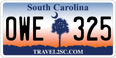 SC license plate OWE325