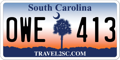 SC license plate OWE413