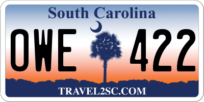 SC license plate OWE422