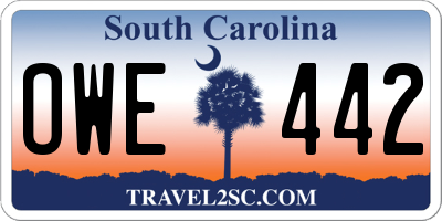 SC license plate OWE442