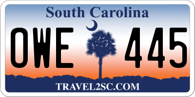 SC license plate OWE445