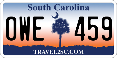 SC license plate OWE459
