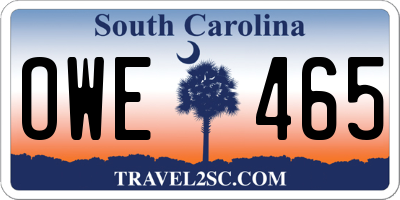 SC license plate OWE465