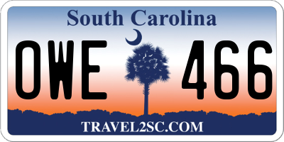 SC license plate OWE466
