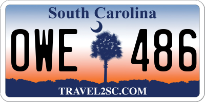 SC license plate OWE486
