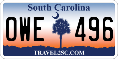 SC license plate OWE496