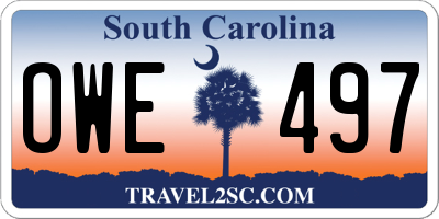 SC license plate OWE497