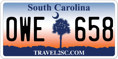 SC license plate OWE658