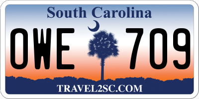 SC license plate OWE709