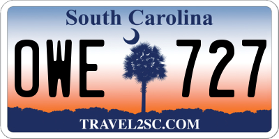 SC license plate OWE727