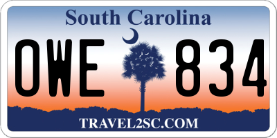 SC license plate OWE834