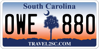 SC license plate OWE880