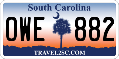 SC license plate OWE882