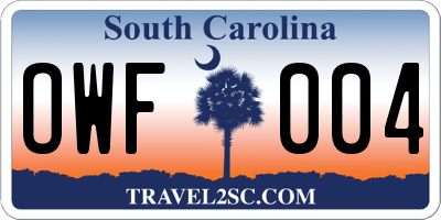 SC license plate OWF004