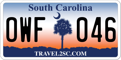 SC license plate OWF046