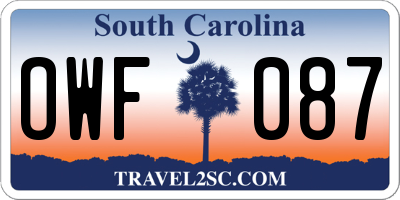 SC license plate OWF087