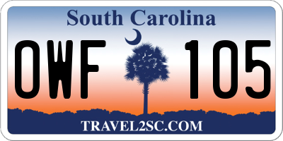 SC license plate OWF105