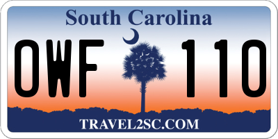 SC license plate OWF110