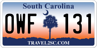 SC license plate OWF131
