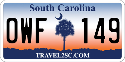 SC license plate OWF149