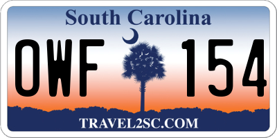SC license plate OWF154
