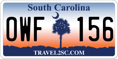 SC license plate OWF156