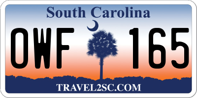 SC license plate OWF165